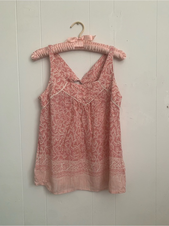 Anthropologie Tops - Anthropologie Maeve Pink Floral Sleeveless Cutout Top XS